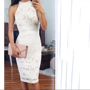 White Lace and nude dress